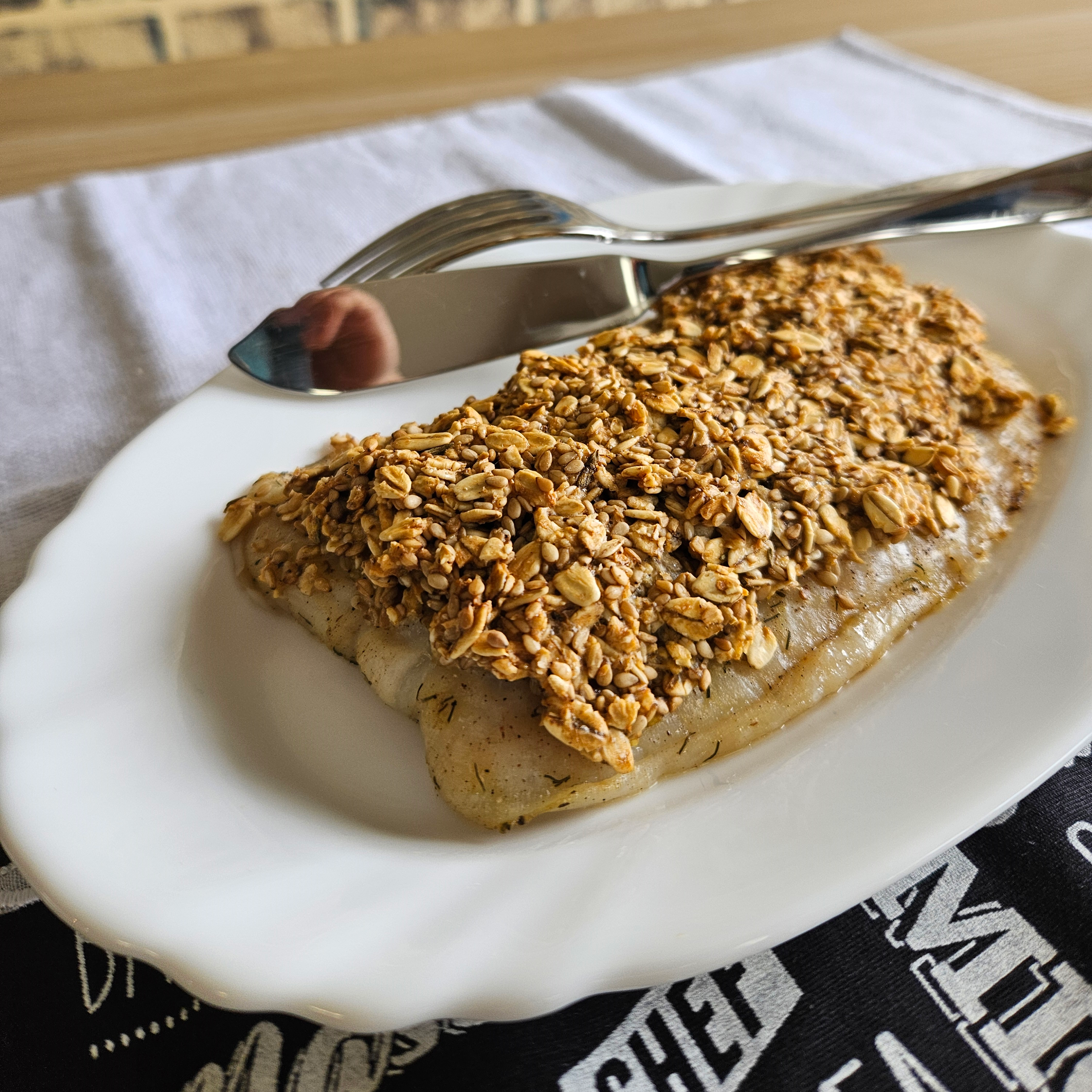 peixe aveia - Peixe na crosta de aveia